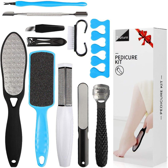 Professional Pedicure Kit Foot Files Set Tools Gift, Double Sided Files Exfoliating Prevent Dead Skin Foot Skin Care Tool Set Salon Pedicure Kit Washa