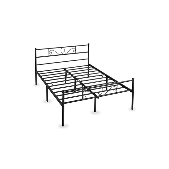 (Black, Double) Yaheetech Metal Bed Frame Iron Bedstead Base