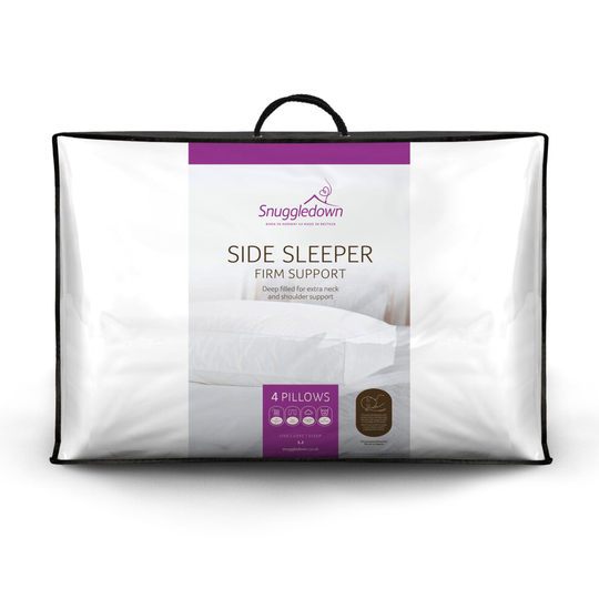(Firm, 4 Pack) Snuggledown Side Sleeper Pillow | Firm Support