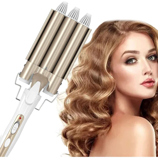 Hair Curler, 3 Barrels Wand Hair Waver Curling Iron for Long Or Short Hair Professional Curling Wand Temperature Adjustable Heat Up Quickly Hot Tools8