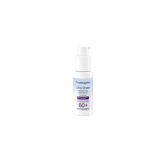 Neutrogena Ultra Sheer Moisturizing Face Serum with Vitamin E & SPF 60+, All Day Facial Sunscreen Serum with B