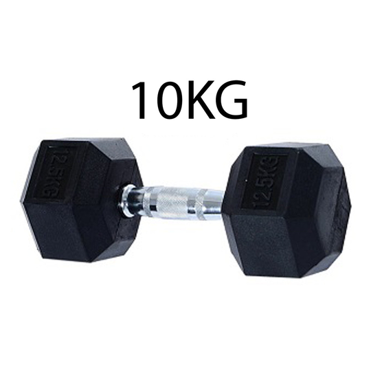 Cast Iron Hex Dumbbells Rubber Hexagonal Weight Set Gym & Home 10KG