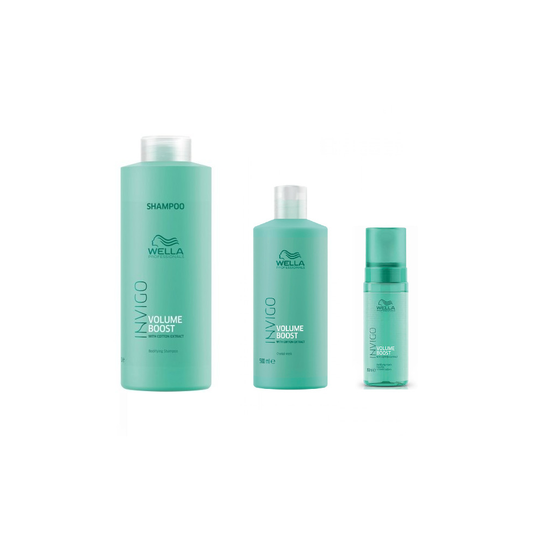 Wella INVIGO Volume Boost Bodifying Shampoo 1000ml, Crystal Mask 500ml and Bodifying Foam 150ml