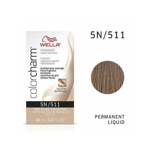 (5N Light Brown) Wella 5N Light Brown Color Charm Permanent Liquid Haircolor