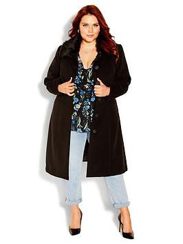 City Chic Softly Cinched Coat - Black, Black, Size 20, Women