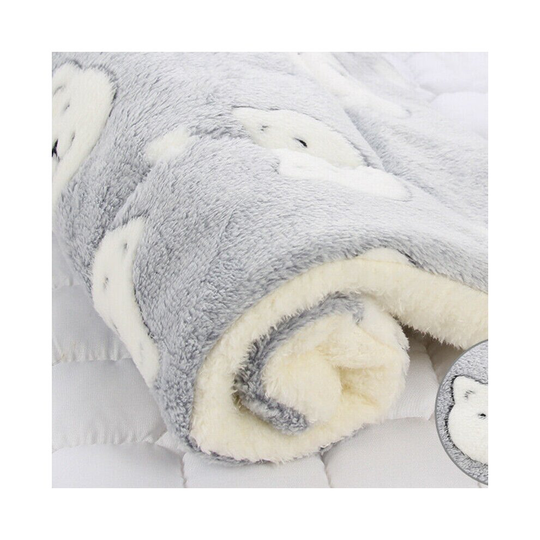 (Grey Bear, 69*52cm) Puppy Pet Blanket Cat Dog Bed Mattress Soft Kennel Fleece Calming Sleeping Mats