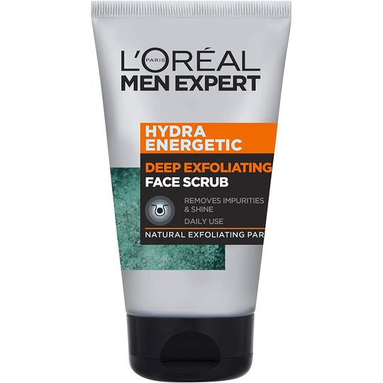 L'Oréal Men Expert Face Scrub, Hydra Energetic Deep Exfoliating Face Wash for Men 100 ml