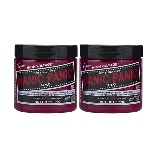 (Hot Hot Pink, Twin Pack) MANIC PANIC HIGH VOLTAGE CLASSIC CREME SEMI PERMANENT HAIR COLOUR 118M- Shine Bright & Stand Out With Classic Creme Range, V