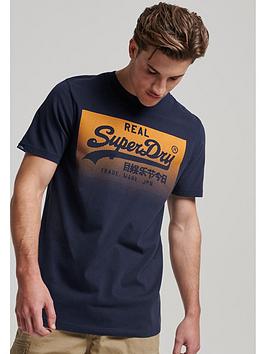 Superdry Vintage Box Gradient T-shirt - Navy, Navy, Size M, Men