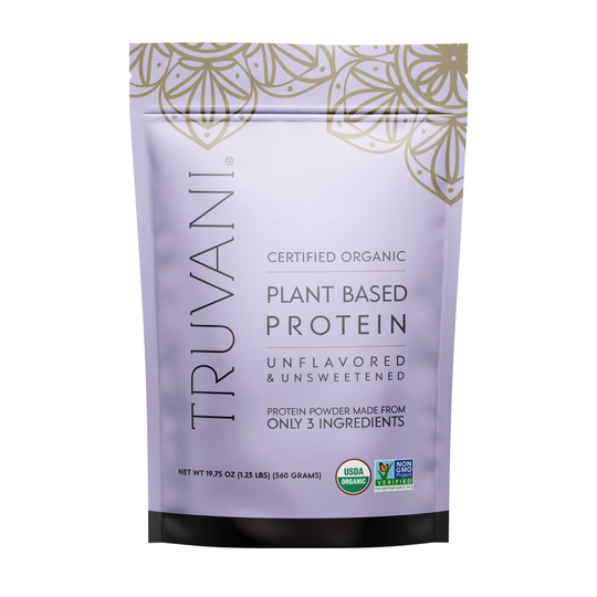 Truvani Plant Based Protein Powder - Unflavored 20 Servings USDA Certified Organic Protein Powder - Vegan, Non-GMO, Dairy, Soy & Gluten Free
