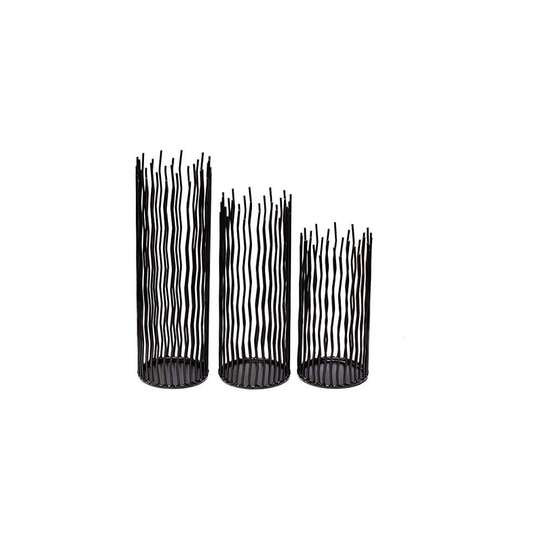 simpdecor Set of 3 Metal Iron Candle Holder, Black Candlestick Modern Table Centerpiece for Indoor & Outdoor Decor, Dining Room, Home Decora