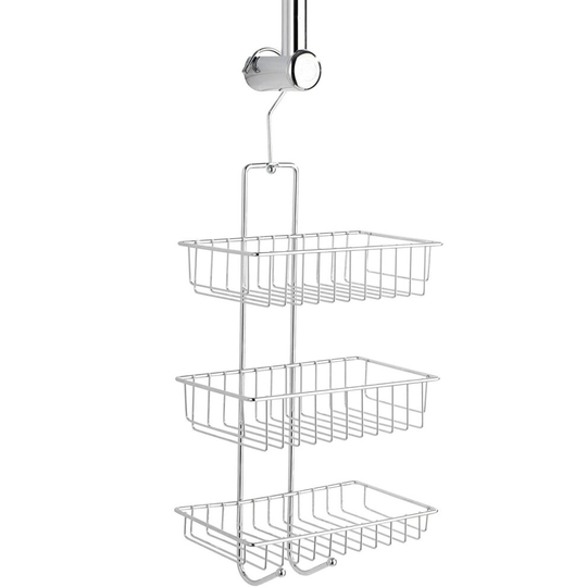 Wenko Exclusive Nivala Shower Rack Caddy With 3 Shelves, Hooks - Steel - Chrome