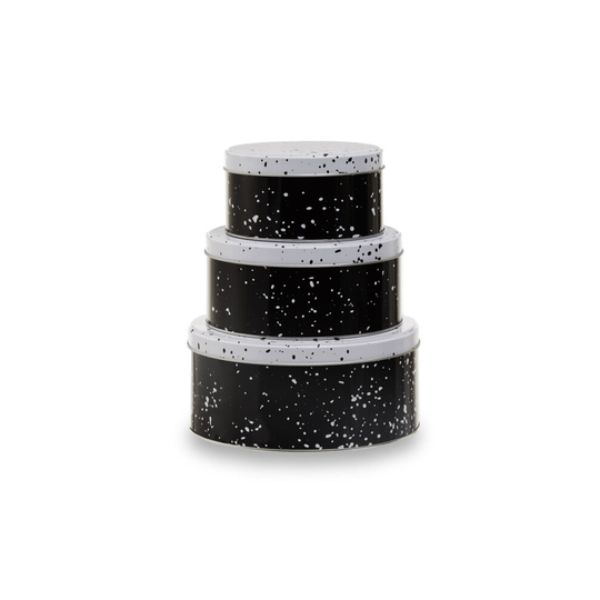 Premier Housewares Set of Three Black and White Storage Tins