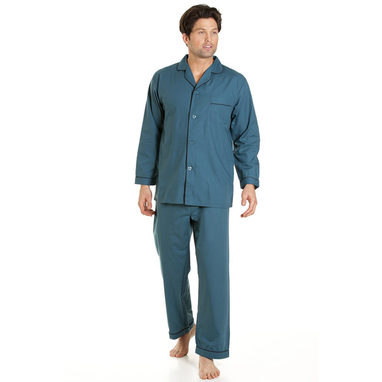 (Teal, L) Camille Classic Style Mens Full Length Pyjama Sets
