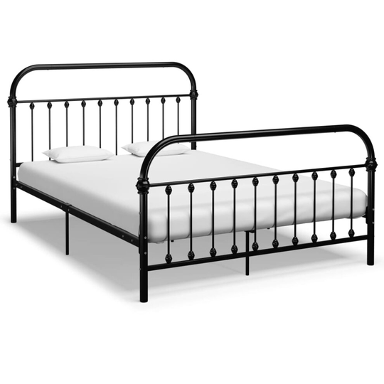 vidaXL Bed Frame Metal Black 140x200cm Bedroom Furniture Sleeping Double Bed