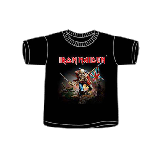 (X-Large (11/12 Yrs)) Iron Maiden Kids T Shirt Trooper Band Logo new Official Black Ages 5-14 yrs