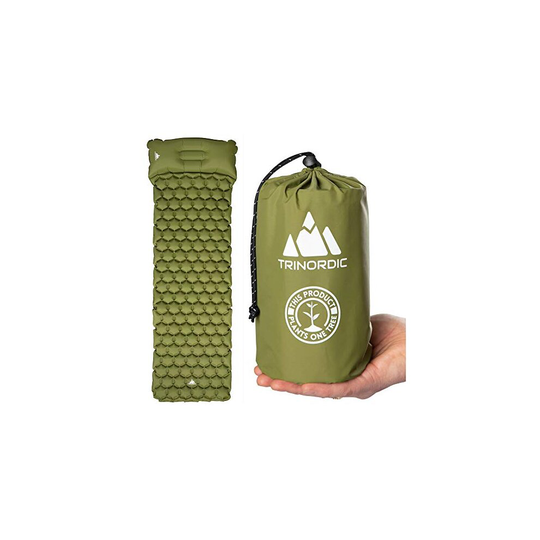 TRINORDIC Camping Mat Ultralight Inflatable Sleeping Mattress with Pillow, Folding Lightweight Inflating Single Bed Portable Air Pad, for Outdoor