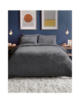 Silentnight Teddy Fleece Duvet Cover Set - Charcoal