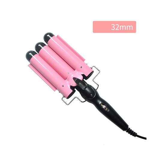 (Pink, 32mm) Hair Salon Ceramic 3 Barrel Hair Wave Waver Curling Iron Hair Curler Wand