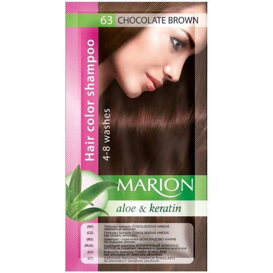 Marion Hair Color Shampoo in Sachet Lasting 4-8 Washes - 63 - Chocolate Brown