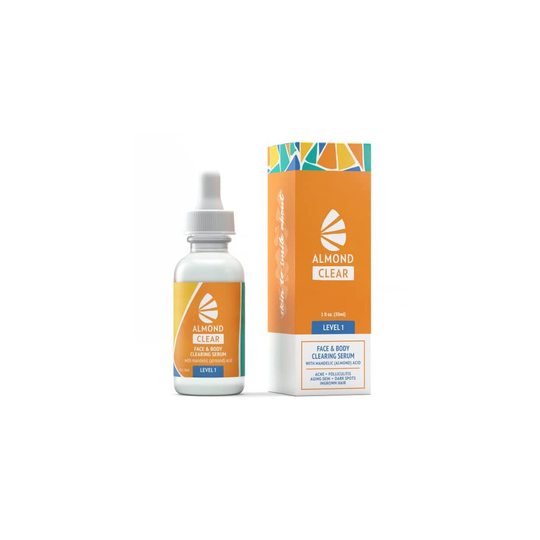 Almond Clear Face & Body Clearing Serum, Level 1- For Spots, Folliculitis, Ingrown Hairs, Dark Scars, Anti Aging - 30 ml