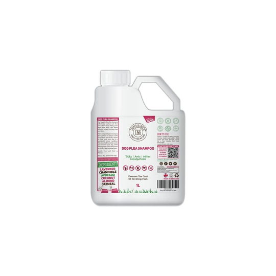 Flea Shampoo For Dogs 1 Litre - Sensitive Itchy Skin Dog and Puppy Grooming - Medicated Fleas Treatment
