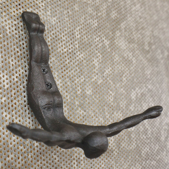 (Diving Man) Black Cast Iron Man Coat Hooks