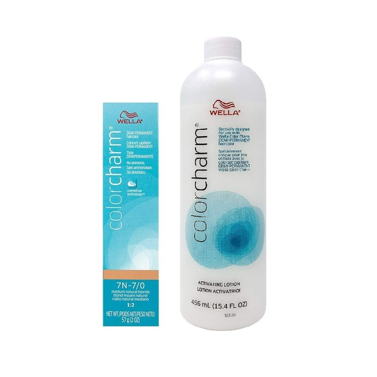 (7N + Activating Lotion (15.4oz)) Wella Color Charm 7N Medium Natural Blonde Demi - Permanent Haircolor