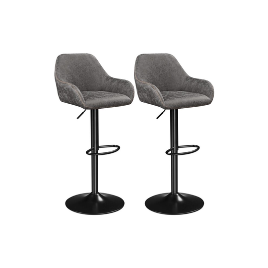 Yaheetech 2Pcs Vintage Swivel Bar Stools, Gray