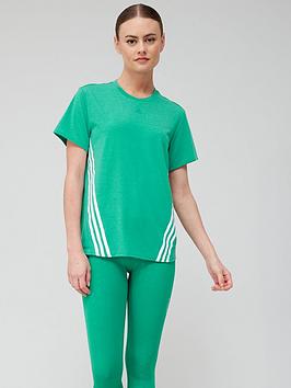 adidas Women's Training Icons 3 Stripe Tee - Green, Green, Size M, Women