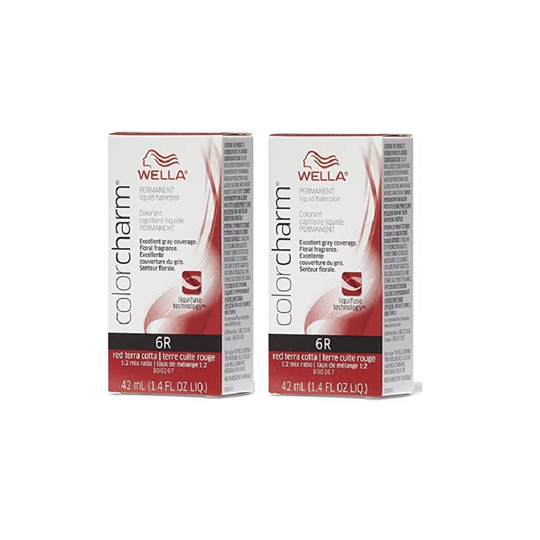 (6R - pack of 2) 6R Red Terra Cotta Wella Color Charm Permanent Haircolor