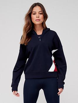 Tommy Sport Relaxed Half Zip Hoodie - Navy, Blue, Size Xs, Women
