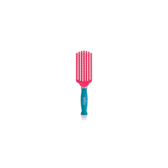 KareCo Tangle Buster Brush, Detangler for All Hair Types, Teal and Pink, Small (7 Fingers)