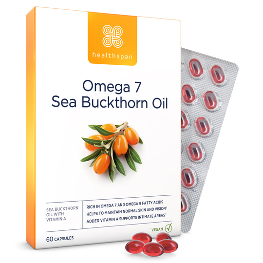 Healthspan Omega 7 Sea Buckthorn Oil 500mg, 60 Capsules, Vegan