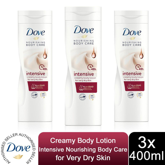 Dove Intensive Creamy Body Lotion Nourishing Body For Dry Skin 3x400ml
