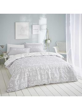 Catherine Lansfield Peace And Yoga Duvet Cover Set - Grey