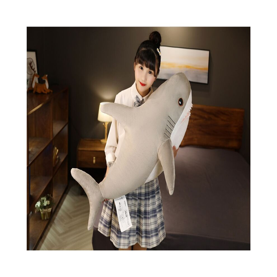 (Gray, 60cm) 15/45/60cm Shark Plush Pillow Sleep Reading Cushion Soft Animal Doll Kids Gift