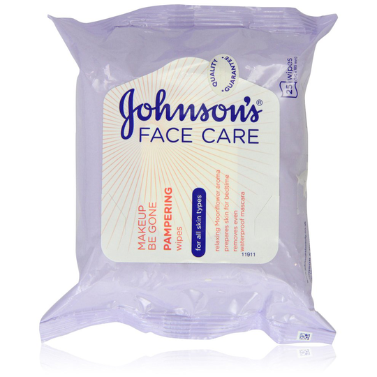 Johnson's Face Care Make-up Be Gone Pampering Wipes, 25 Wipes