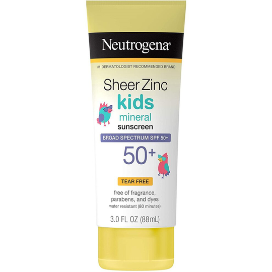 Neutrogena Sheer Zinc Kids Mineral Sunscreen, SPF 50+, 3 fl oz (88 ml), Imported from USA