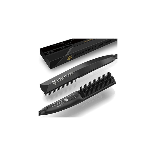 VIKICON Beard Straightener, 30s Quick Heated Beard Brush, Mini Heating Straightening Comb for Men, Ionic/Lightweight/Fast/Anti-scalding Hot Hair