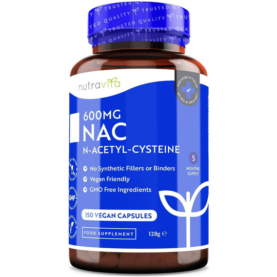 NAC N-Acetyl-Cysteine 600mg â 150 Vegan Capsules â 5 Months Supply of NAC Supplement â High Bioavailability â No Synthetic Fillers &