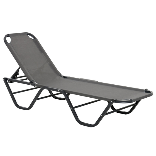 Outsunny Sun Lounger Relaxer Recliner w/ 5-Position Adjustable Grey