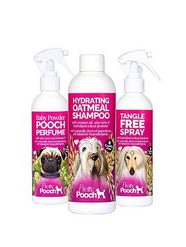 Pretty Pooch Fluffy &Amp; Fabulous Grooming Kit Set - 250Ml Hydrating Oatmeal Shampoo, 250Ml Baby Powder Perfume &Amp; 250Ml Detangling Spray - For All Dog Breeds