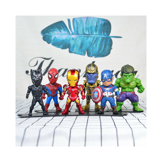 4" Marvel Comic Avengers Thanos Iron Man figure 6Pcs toy Cake Topper Model Gift