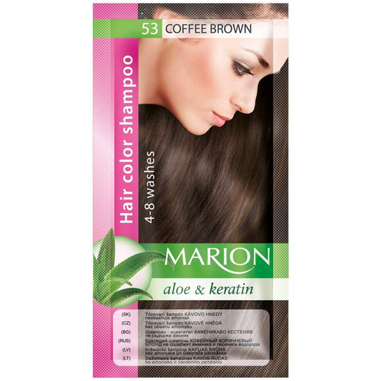 Marion Hair Color Shampoo in Sachet Lasting 4-8 Washes - 53 - Coffee Brown