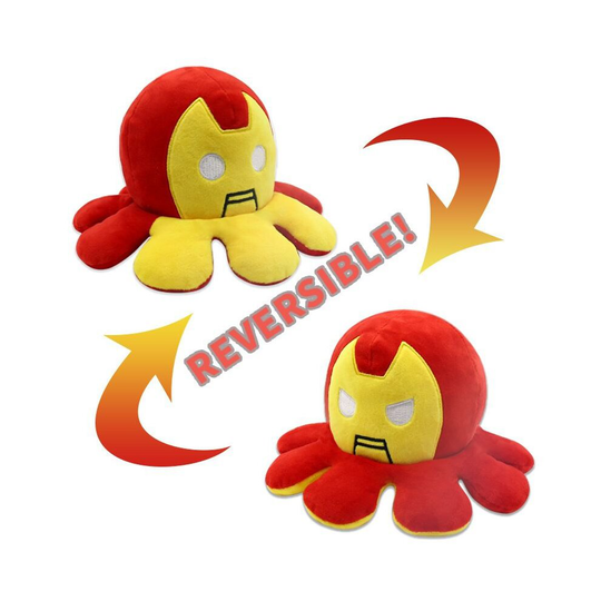 (Iron Man) Spiderman Reversible Octopus Plush Toy Batman Iron Man Double-Sided Flip Stuffed