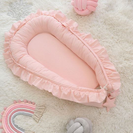 ( Pink) Newborn Baby Pod Nest Ruffle Cocoon Bed Sleep Cushion Sleeping Mat