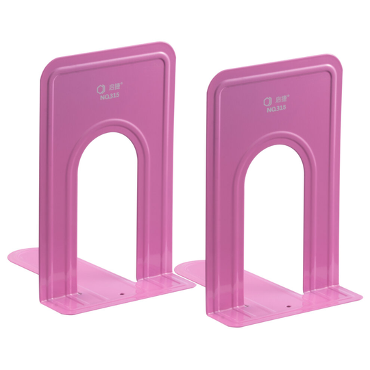 (Pink) Pair of Heavy Duty Metal Bookend Book End Stand Support Office Stationery School