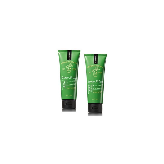 Bath and Body Works 2 Pack Aromatherapy Stress Relief Eucalyptus & Spearmint Body Cream. 8 Oz.