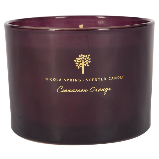 Nicola Spring Soy Wax Scented Candle - Glass Aromatherapy Gift for Her - 38 Hours Burn Time - 350g - Cinnamon & Orange